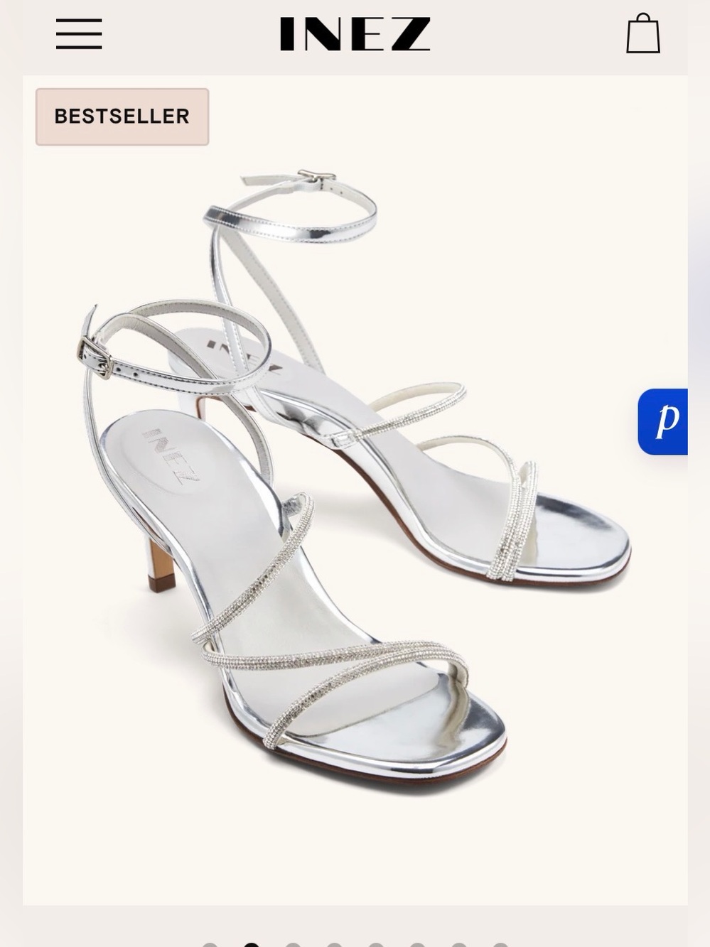 Inez Sofia Crystal Silver Strappy Sandals
